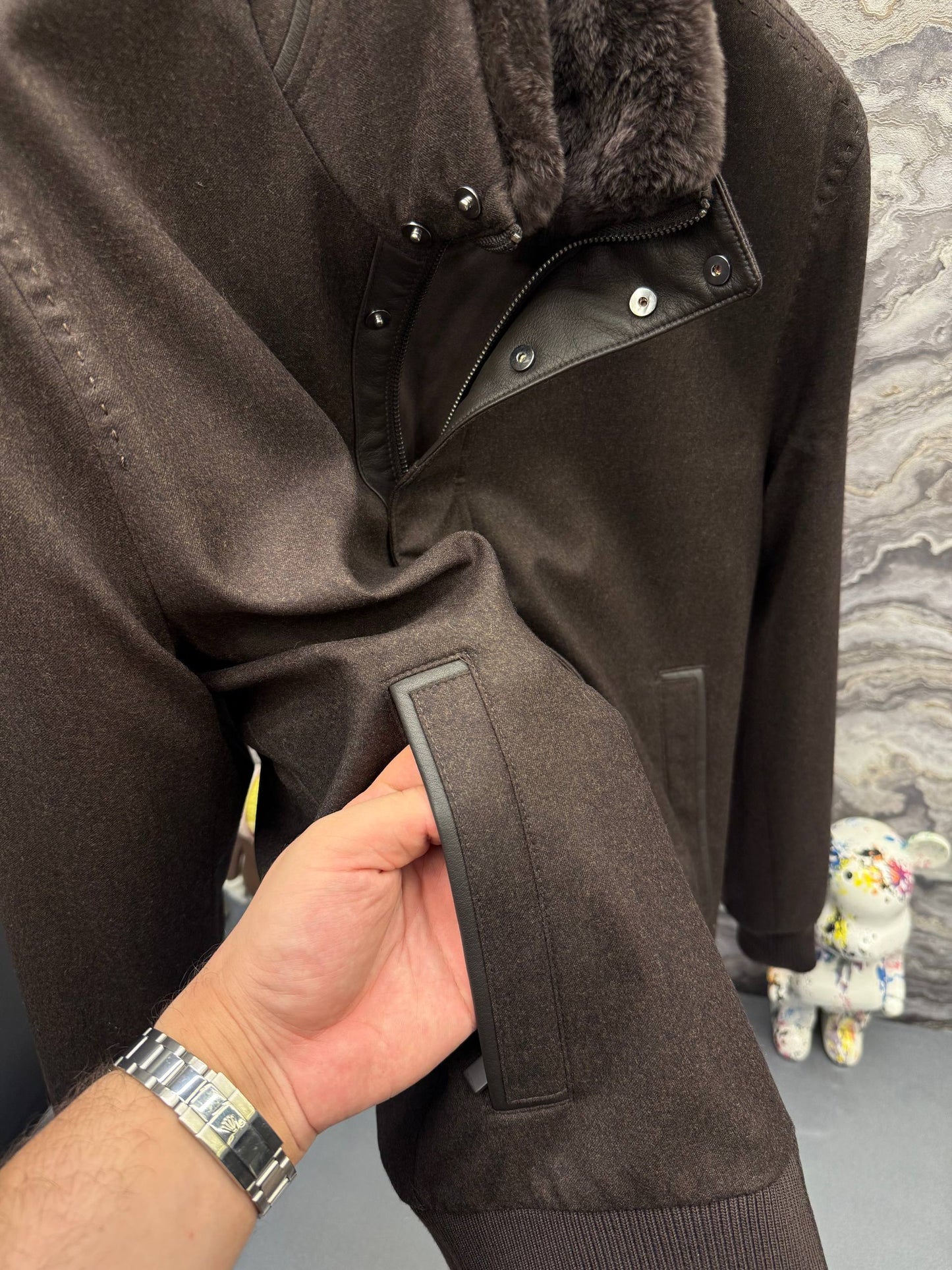 Canalı İthal Kürklü Mont